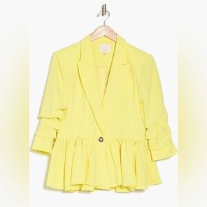 Cinq à Sept Kourtney Yuzu Yellow Peplum Blazer
